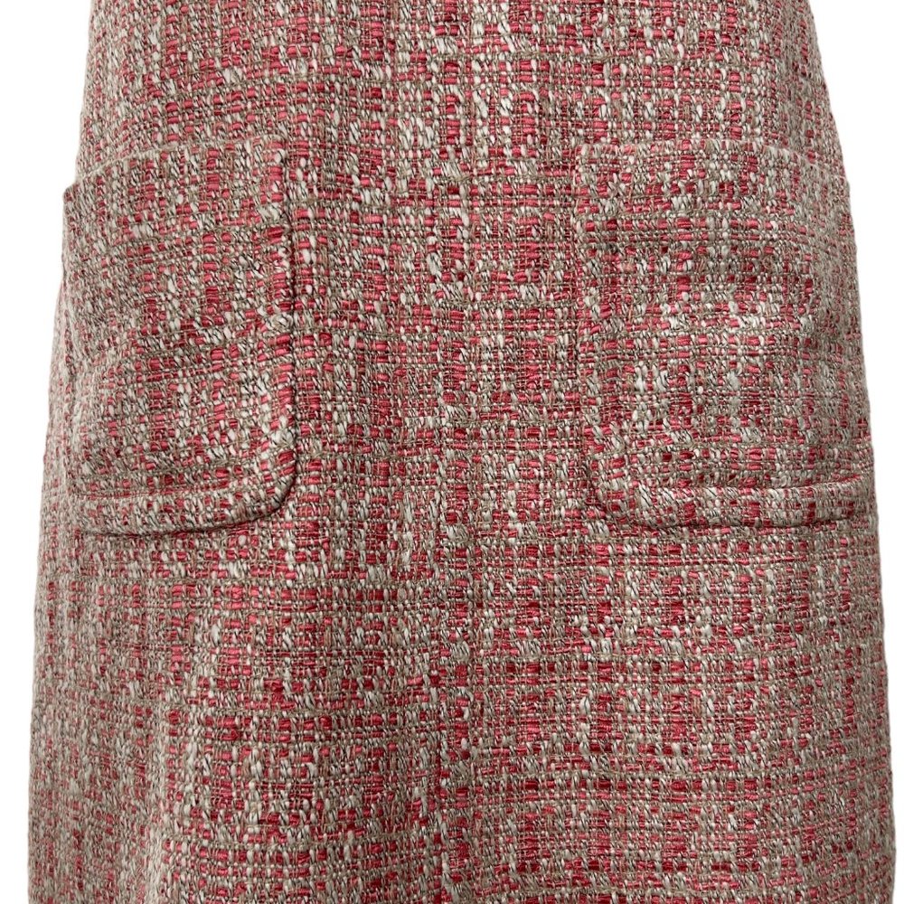 Talbots Petites Pink White Tweed V-Neck Cap Sleeve Sheath Midi Dress (2P) - Picture 10 of 16